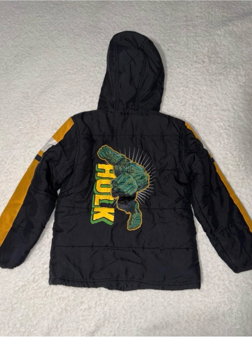Vintage 1990s Hulk Marvel Puffer jacket Kids Hulk Hooded Jacket size 6/7